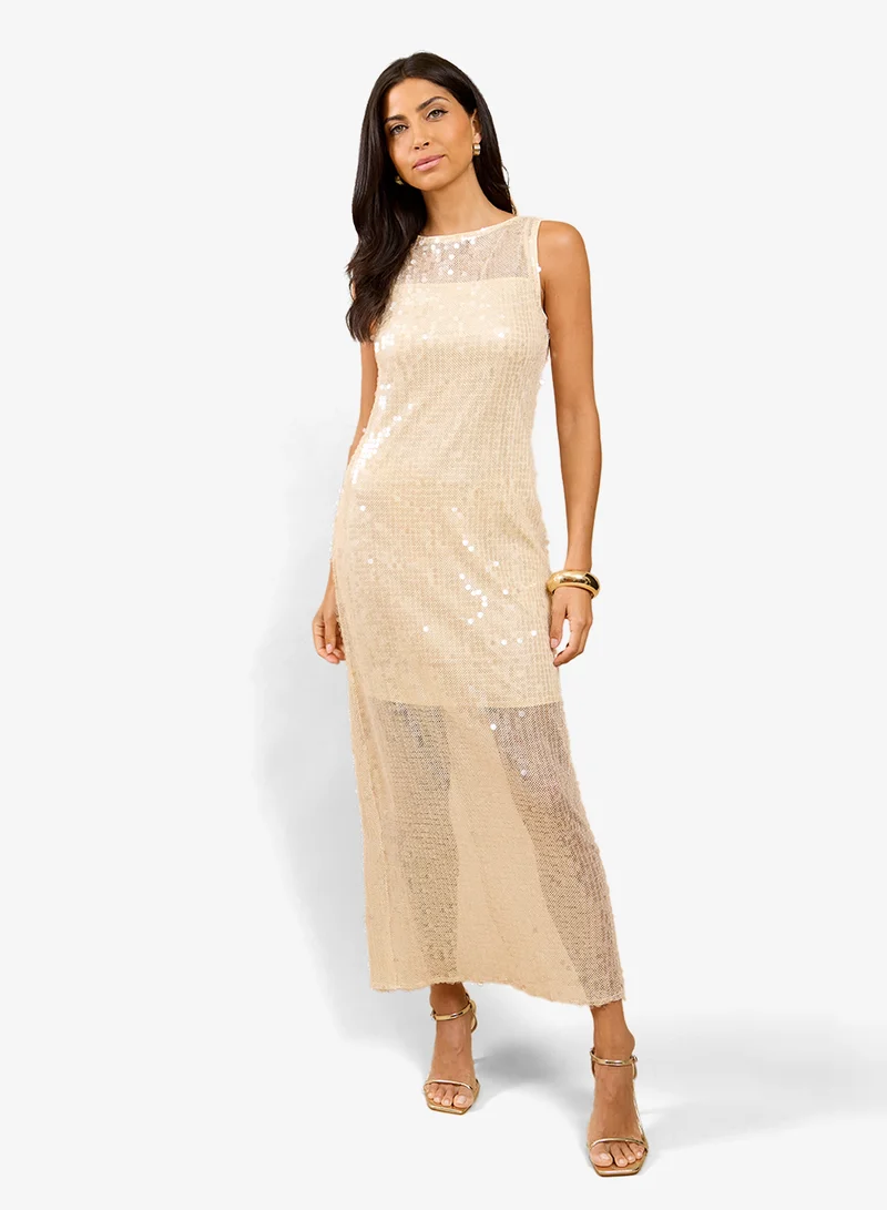 ليتل مسترس فستان ميدي بترتر الشمبانيا